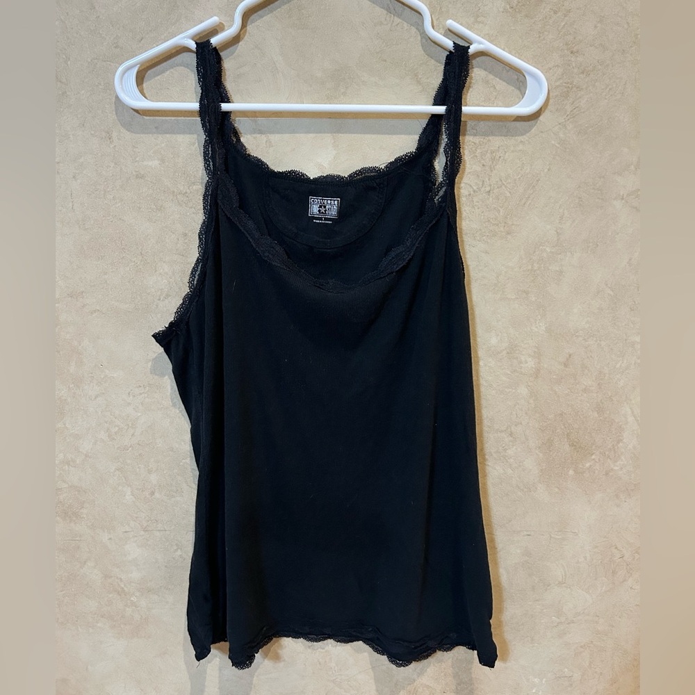 Converse Black Lace Camisole size 1 Y2K retro punk small baby doll coquette euc